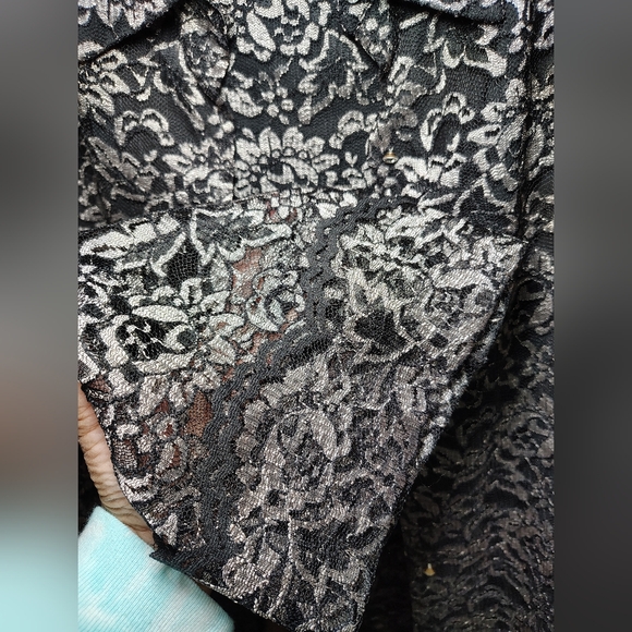 Rena Rowan Vintage Black and Silver Floral Blazer And Blouse - Picture 7 of 12